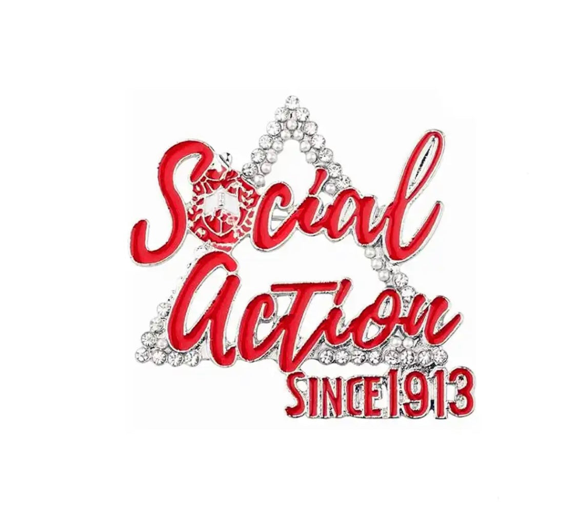 DST, Social Action Since Brooch with Keepsake Pouch