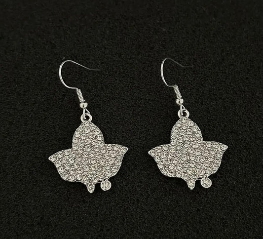 AKA, Alpha Kappa Alpha, Ivy Leaves With Bling Earrings, Pouch