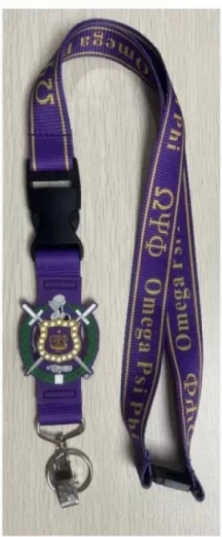 OPP, Omega Psi Phi, Lanyard with Shield And Clip