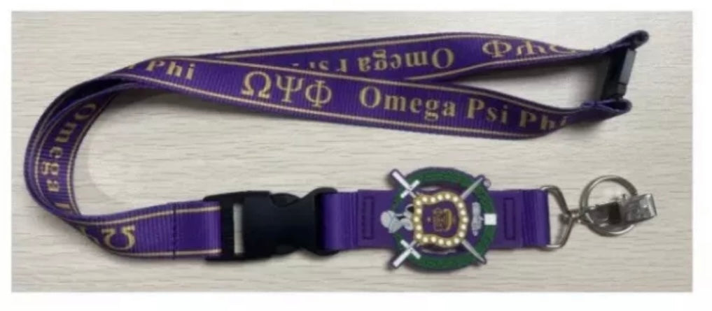 OPP, Omega Psi Phi, Lanyard with Shield And Clip