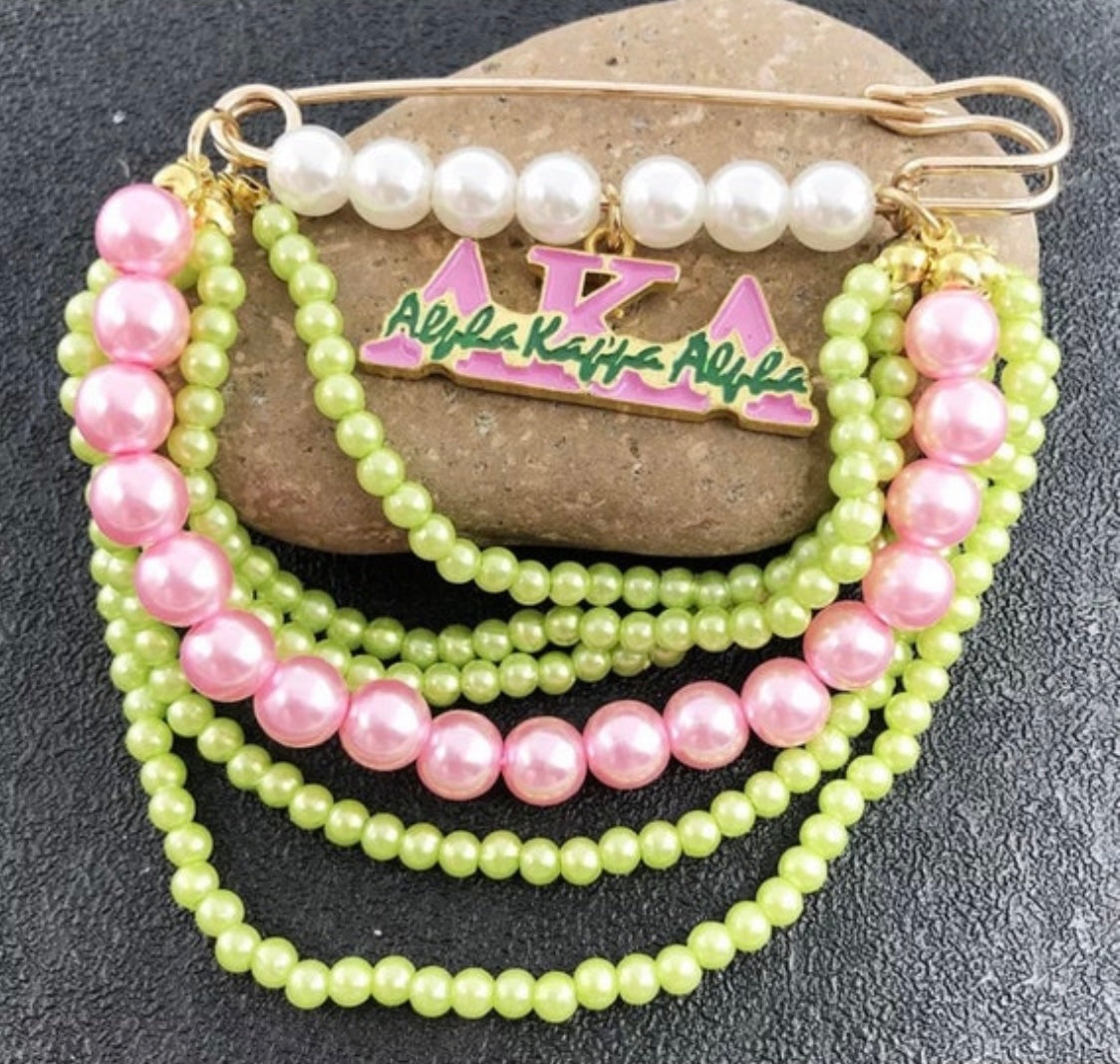 AKA Extra Large Pin with Pearls And Pendant/Charm, Two Variations with Keepsake Pouch
