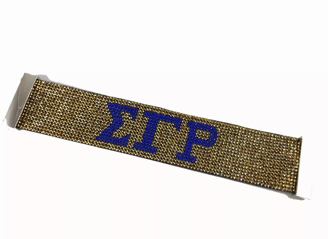 SGR, Blue and Gold Blinged-Out Cuff with Keepsake Pouch