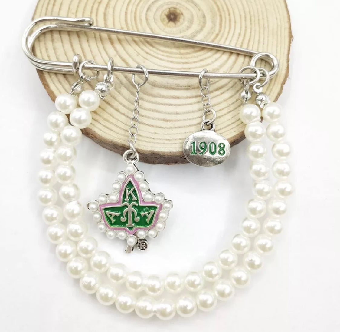 AKA Large Pin with Pearls with Keepsake Pouch