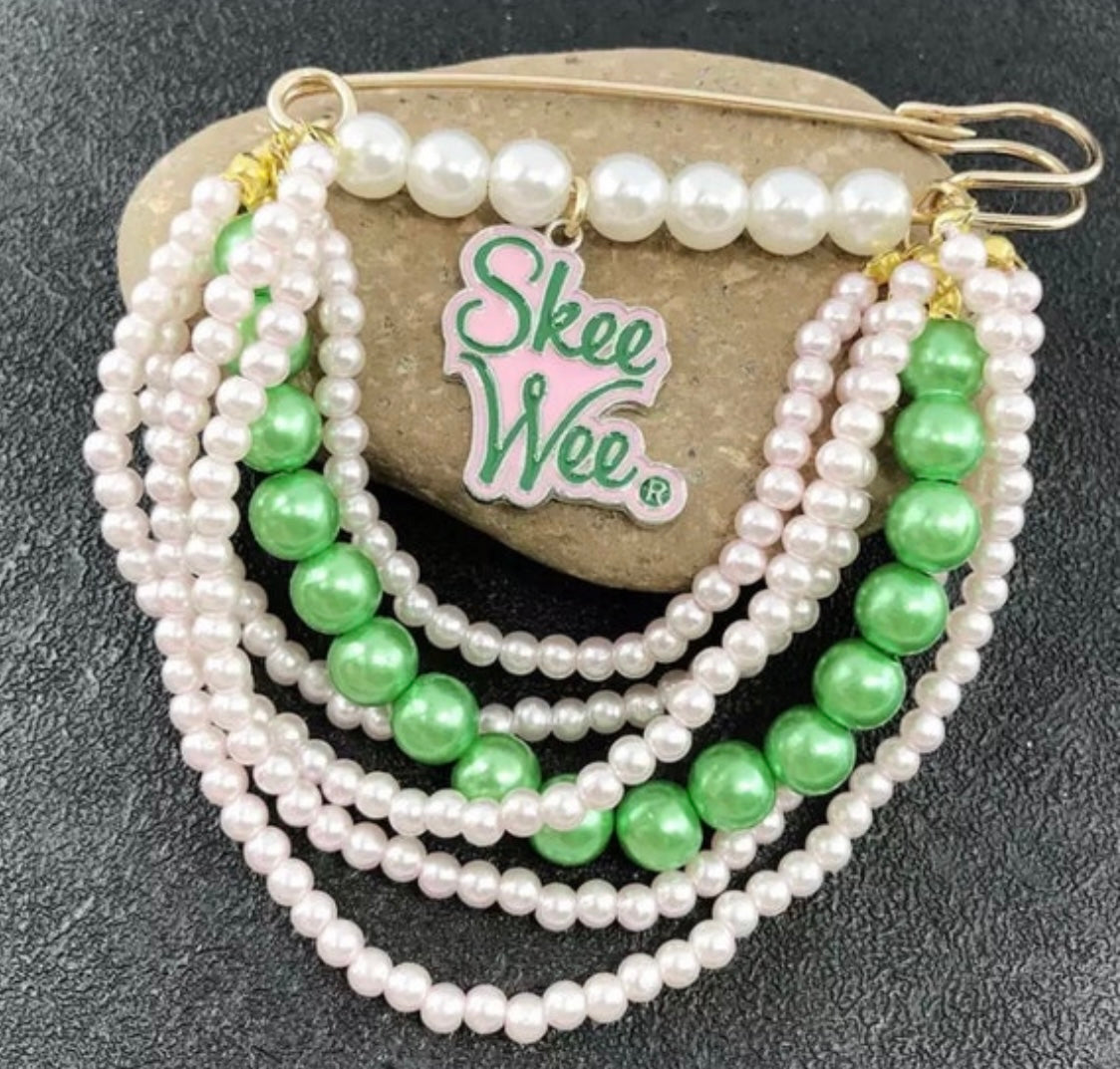 AKA Extra Large Pin with Pearls And Pendant/Charm, Two Variations with Keepsake Pouch
