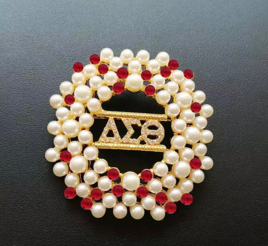 DST Crimson and Cream Brooch