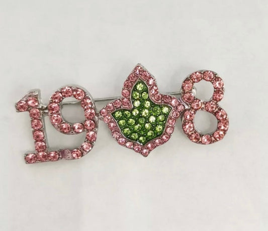 AKA 1908 Rhinestones Brooch with Keepsake Pouch