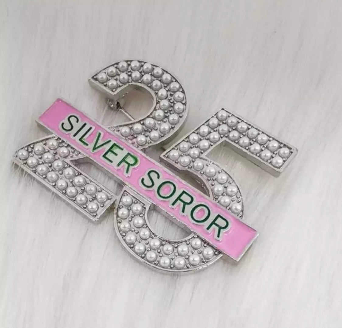 AKA 25 Silver Brooch/Pin with Keepsake Pouch