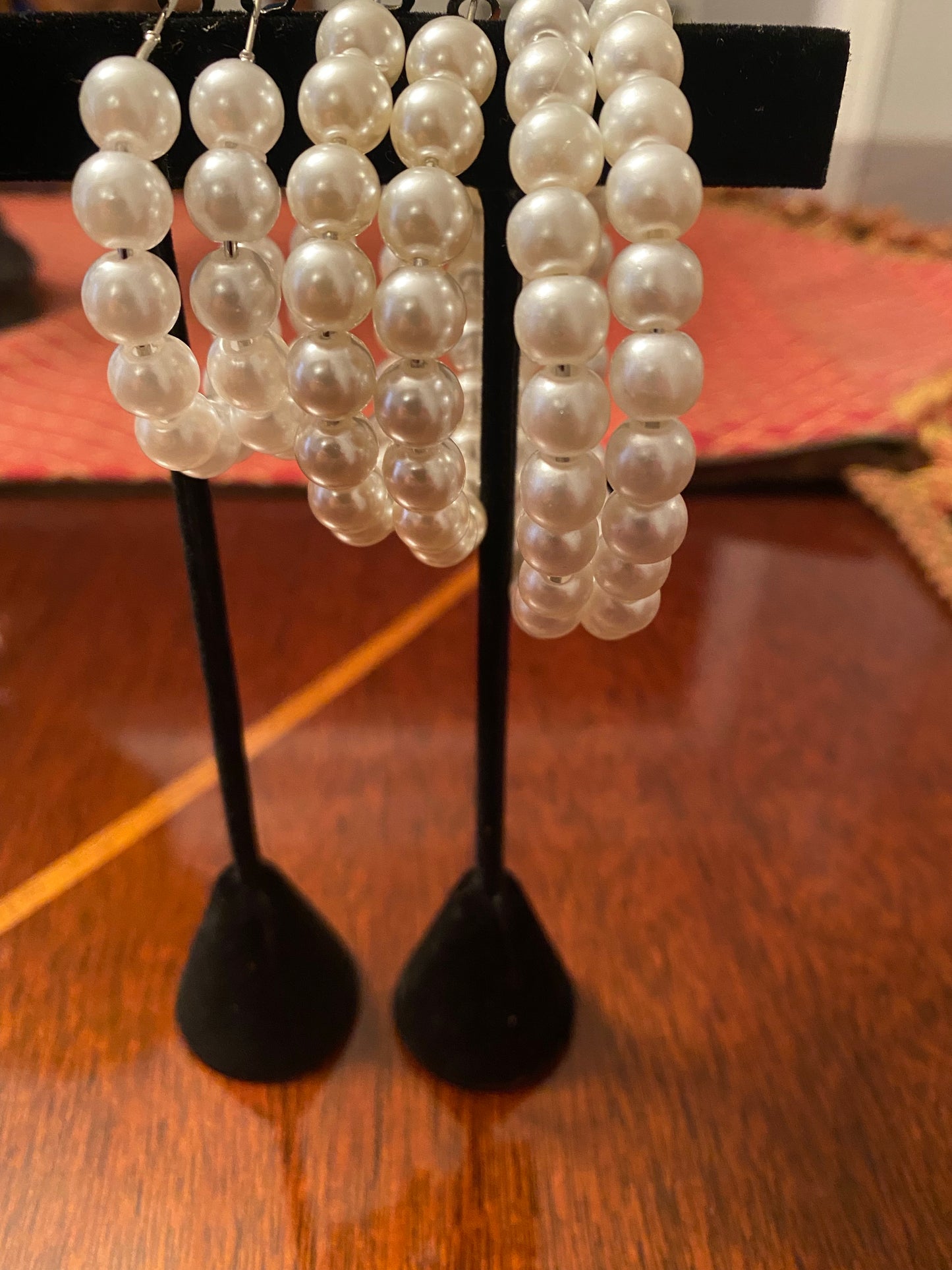 Pearl Hoop Earrings, Available in Three Sizes with Keepsake Pouch