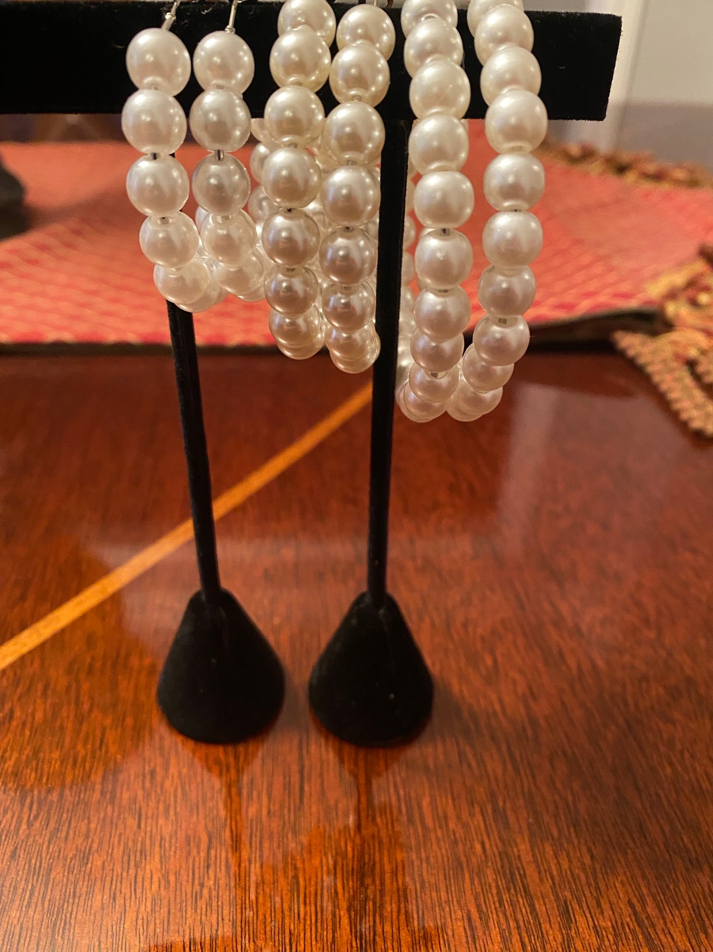 Pearl Hoop Earrings, Available in Three Sizes with Keepsake Pouch