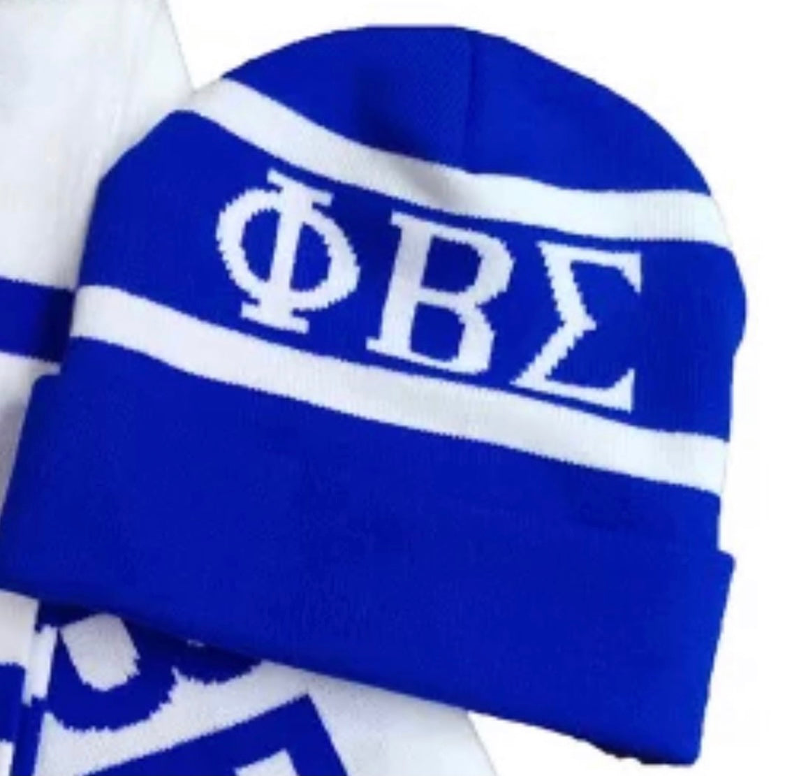 PBS, Phi Beta Sigma, Scarf and Knit Beanie/Cap With Letters Set