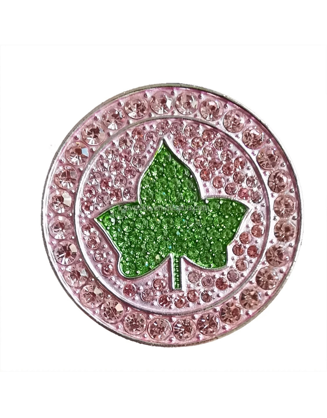 AKA Pink and Green Bling Brooch with Keepsake Pouch