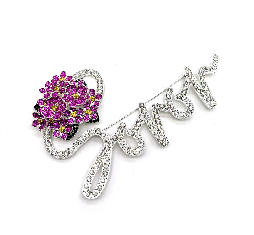 DST, Delta Sigma Theta,
"Soror" With Bling Brooch with Keepsake Pouch