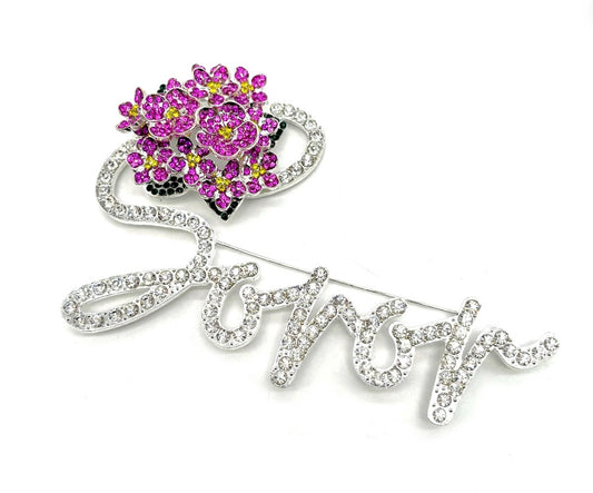 DST, Delta Sigma Theta,
"Soror" With Bling Brooch with Keepsake Pouch