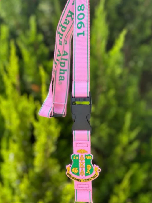 AKA, Alpha Kappa Alpha, Embroidered Lanyard With Shield And Clip