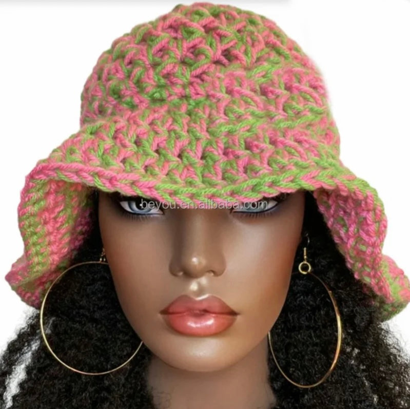 AKA, ALPHA KAPPA ALPHA, Pink and Green, Jazzy Knit Hat