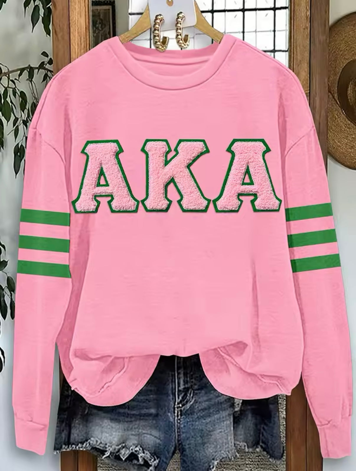 AKA, Pink and Green Embroidered Sweater, TWO Options