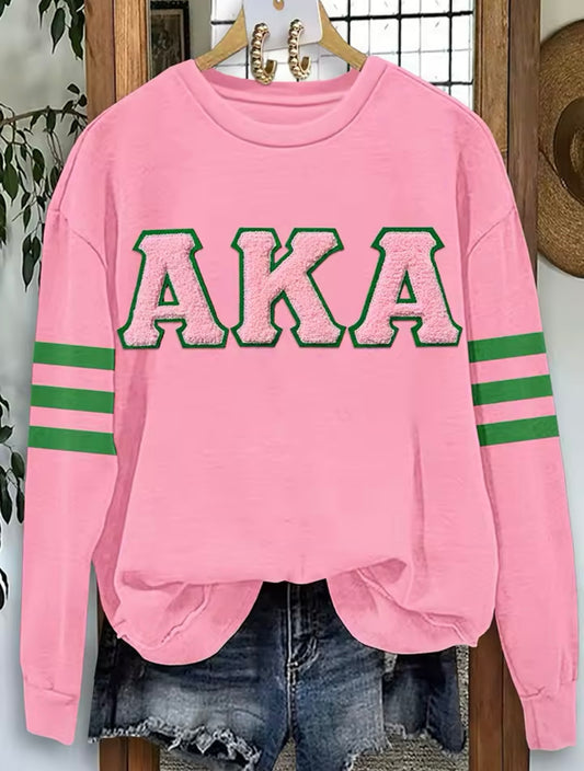 AKA, Pink and Green Embroidered Sweater, TWO Options