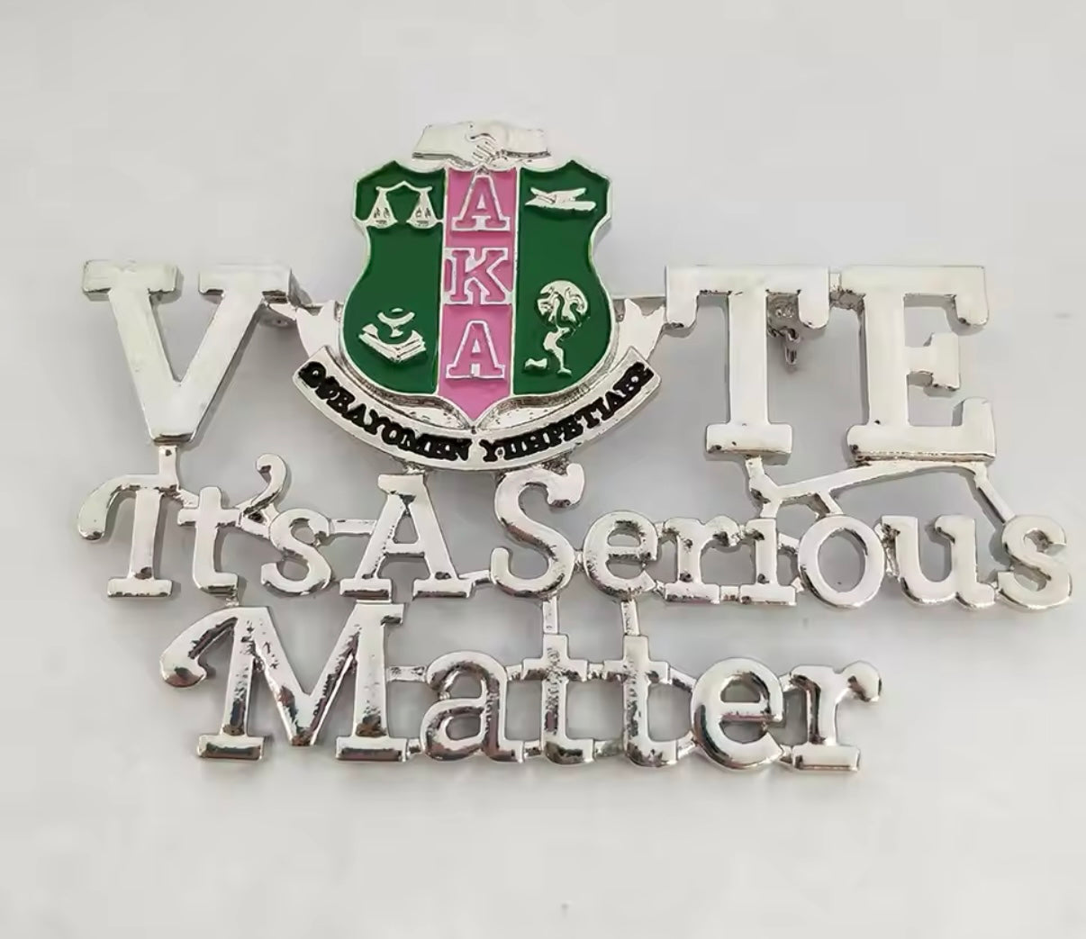 AKA VOTE It’s A Serious Matter Brooch, TWO Options with Keepsake Pouch