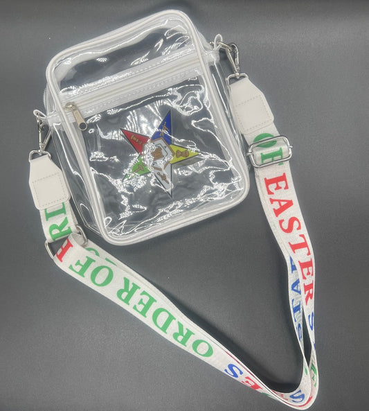 OES, Order Of The Eastern Star, CLEAR STADIUM CROSSBODY MESSENGER BAG With Printed Strap, PRE-ORDER