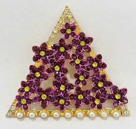 DST, Delta Sigma Theta, “Pyramid, African Violets, Pearls, And Bling” Brooch