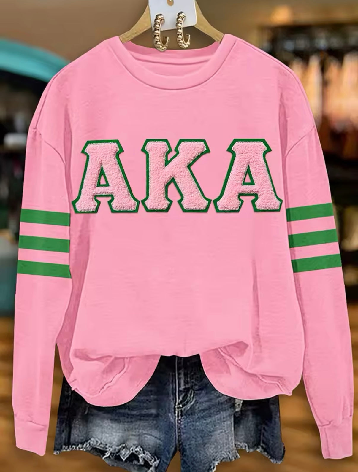 AKA, Pink and Green Embroidered Sweater, TWO Options