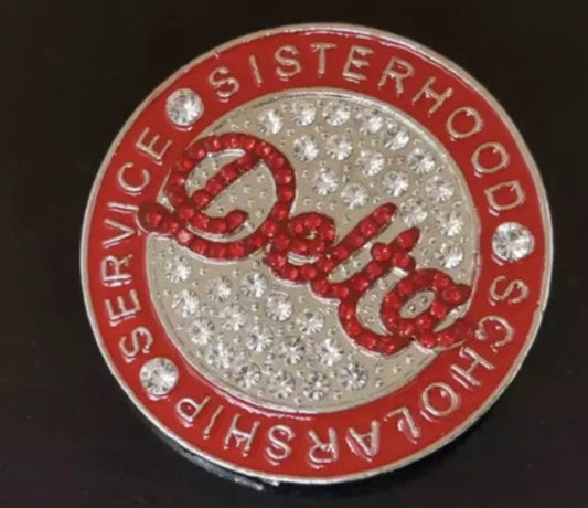 DST, Delta Sigma Theta , Crimson “Delta” Pin/Brooch/Pendant With Keepsake Pouch