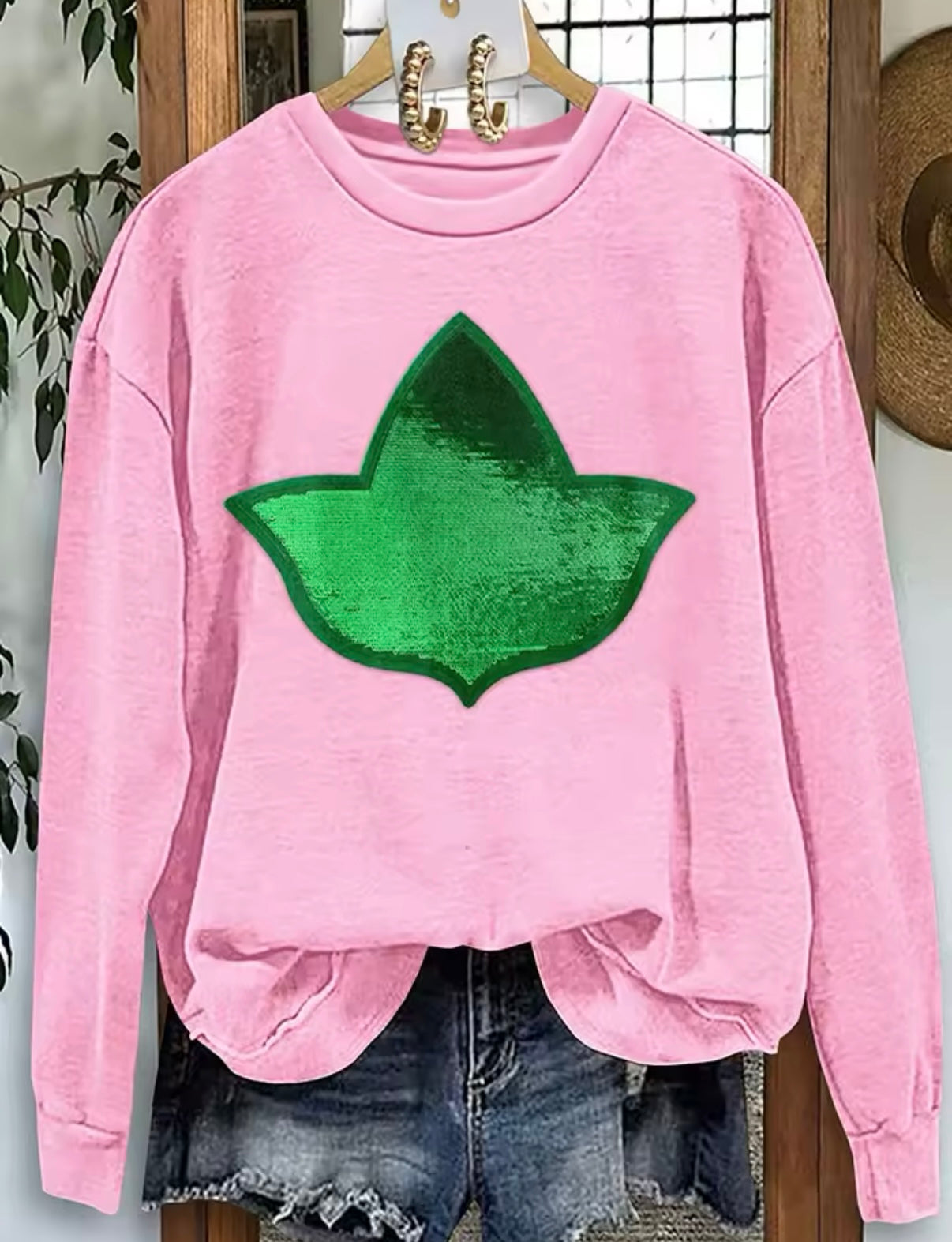 AKA, Pink and Green Embroidered Sweater, TWO Options