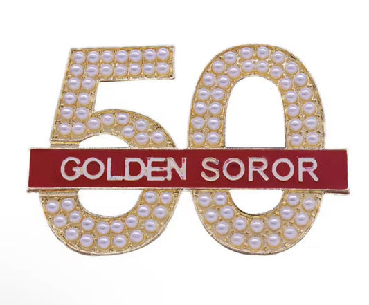 DST “50” Gold Brooch/Pin with Keepsake Pouch