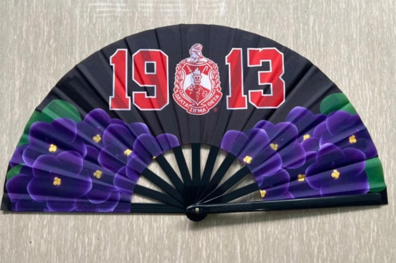 DST, Delta Sigma Theta, African Violet Handheld Clack Fan