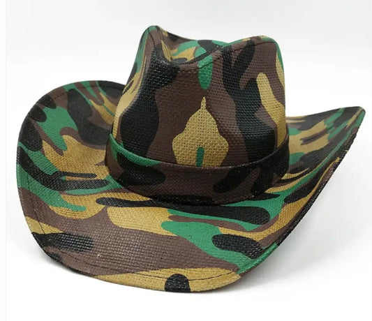 Camouflage Cowboy/Cowgirl Coated Straw Hat, Unisex
