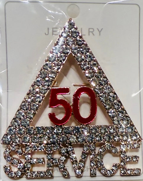 DST, Delta Sigma Theta, Gold “50” Service With Bling Brooch, with Keepsake Pouch