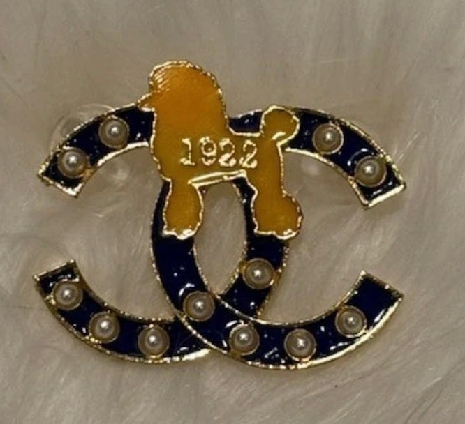SGRho, Sigma Gamma Rho, Classic Couture PETITE Brooch, Pearls, RARE, w/ Pouch