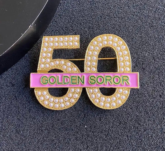 AKA 50 Gold Brooch/Pin with Keepsake Pouch