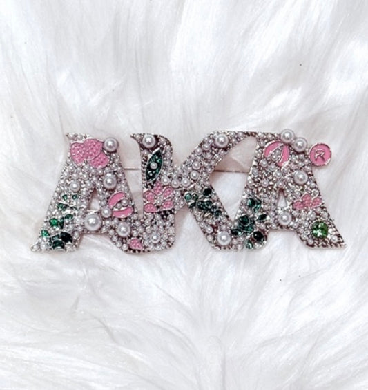 AKA, Alpha Kappa Alpha, AKA Embellished With Pearls, w/ Pouch