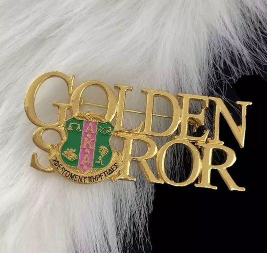 AKA Golden Soror Brooch/Pin with Keepsake Pouch *Will Ship by 05/05