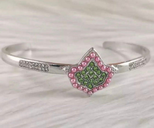 AKA Ivy Leaf Pink and Green Rhinestones Bracelet with Keepsake Pouch