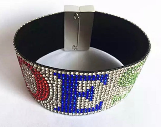 OES Multi-Color Blinged-Out Cuff with Keepsake Pouch