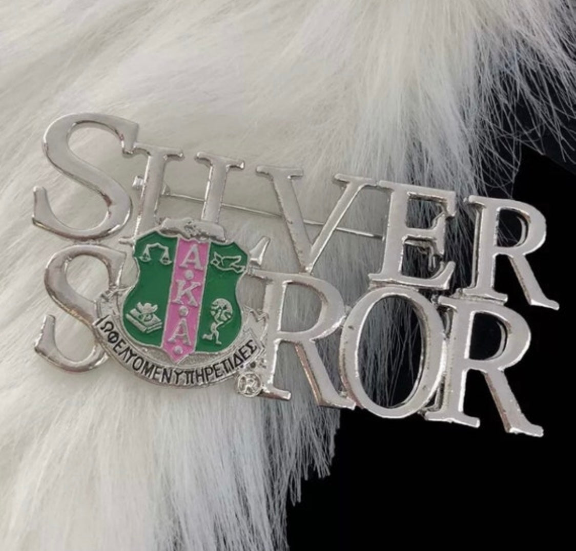 AKA Silver Soror Brooch/Pin with Keepsake Pouch