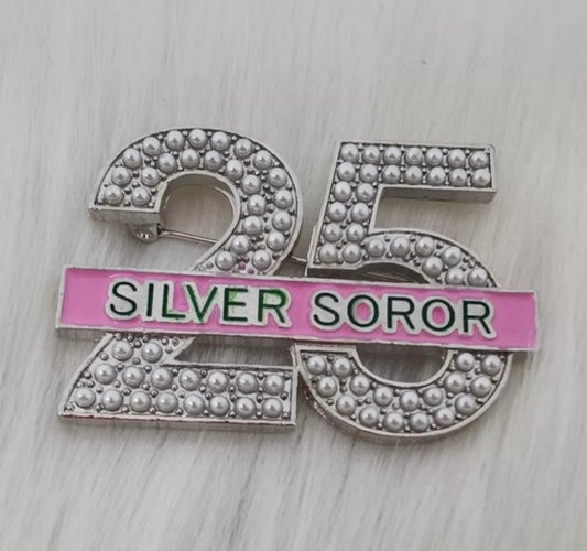 AKA 25 Silver Brooch/Pin with Keepsake Pouch