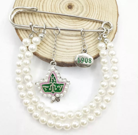 AKA Large Pin with Pearls with Keepsake Pouch