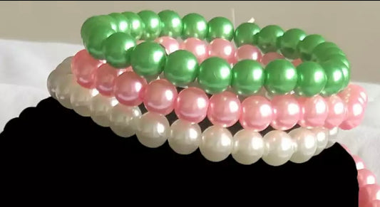 AKA Multi-Colored Pearl Bracelet Set with Keepsake Pouch