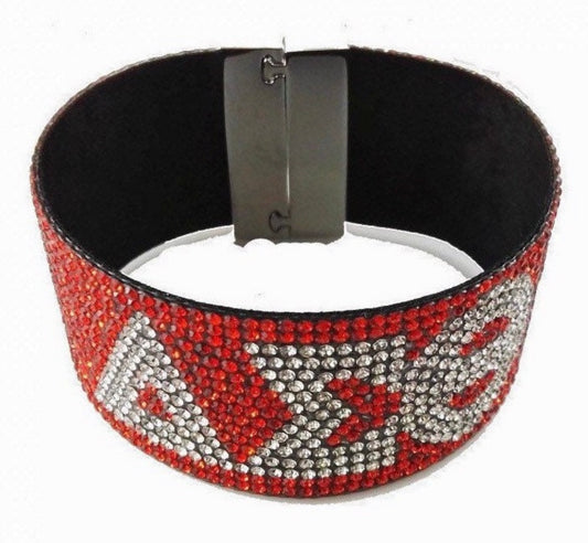 DST Crimson and Cream Blinged-Out Cuff with Keepsake Pouch