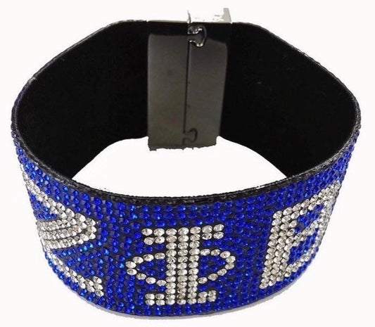 ZPB Blue and Clear Blinged-Out Cuff with Keepsake Pouch (Two Variations)