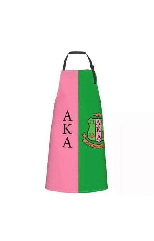 AKA, Pink and Green Apron with Pockets, Waterproof/Oil Proof