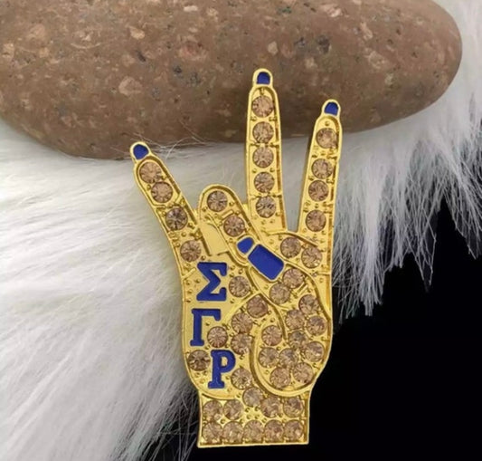 SGR, Gold Rhinestones Pin, XL with Keepsake Pouch